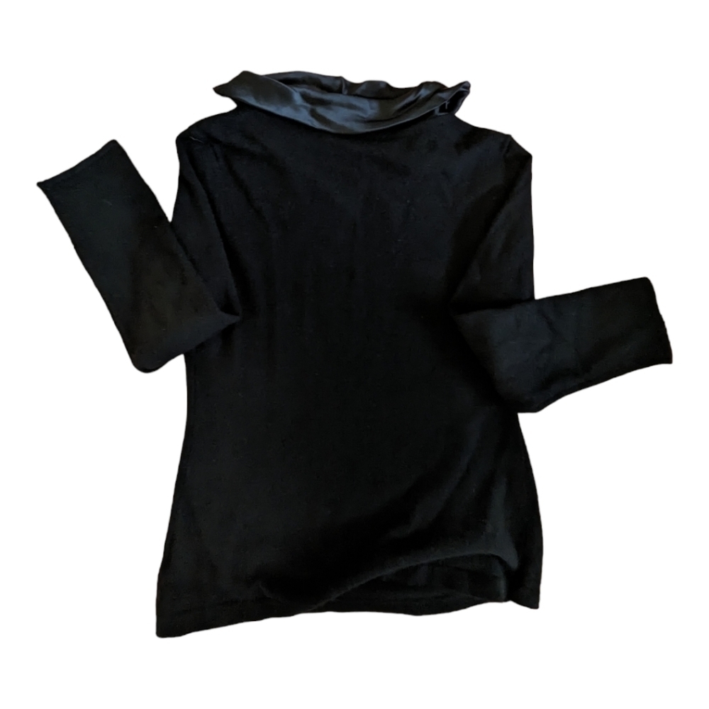 Black Italian cashmere sweater with silk collar. Size small. Excellent condition